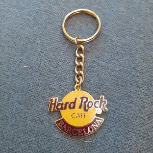 Vintage Hard Rock Cafe Barcelona keychain original logo NWOT